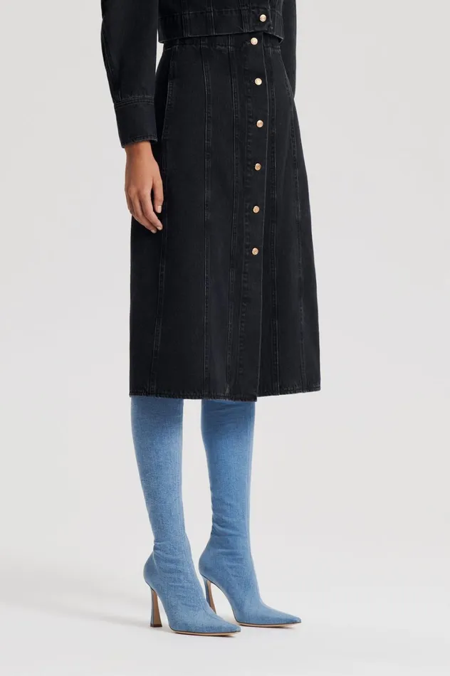 Skirts Women Scanlan Theodore DENIM PENCIL SKIRT Washedblackg Skirts Women Scanlan Theodore DENIM PENCIL SKIRT Washedblackg