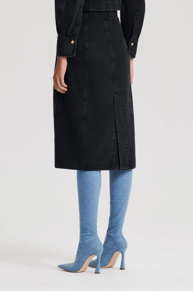 Skirts Women Scanlan Theodore DENIM PENCIL SKIRT Washedblackg Skirts Women Scanlan Theodore DENIM PENCIL SKIRT Washedblackg