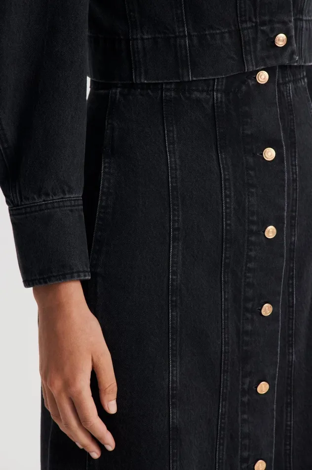 Skirts Women Scanlan Theodore DENIM PENCIL SKIRT Washedblackg Skirts Women Scanlan Theodore DENIM PENCIL SKIRT Washedblackg