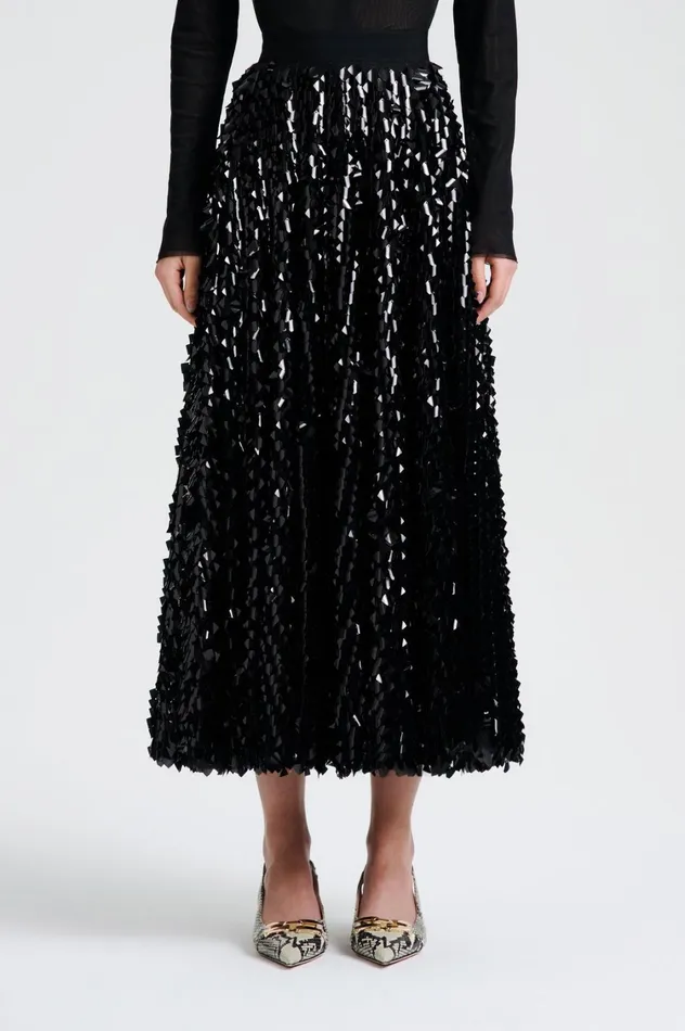 Skirts Women Scanlan Theodore PATENT SEQUIN TULLE SKIRT Black Skirts Women Scanlan Theodore PATENT SEQUIN TULLE SKIRT Black