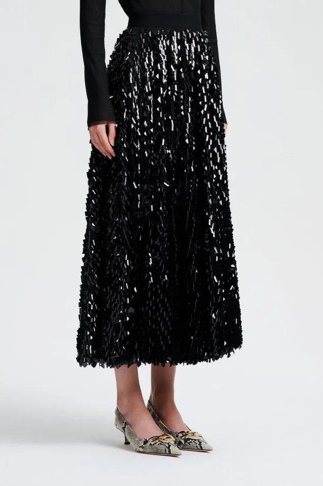 Skirts Women Scanlan Theodore PATENT SEQUIN TULLE SKIRT Black Skirts Women Scanlan Theodore PATENT SEQUIN TULLE SKIRT Black