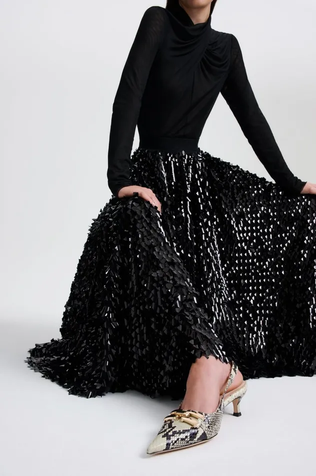 Skirts Women Scanlan Theodore PATENT SEQUIN TULLE SKIRT Black Skirts Women Scanlan Theodore PATENT SEQUIN TULLE SKIRT Black