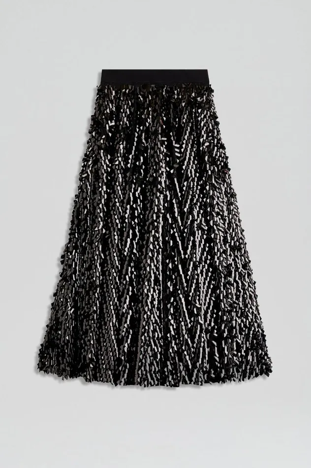 Skirts Women Scanlan Theodore PATENT SEQUIN TULLE SKIRT Black Skirts Women Scanlan Theodore PATENT SEQUIN TULLE SKIRT Black