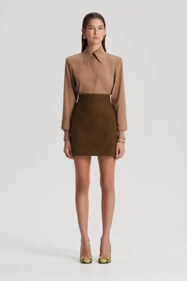 Skirts Women Scanlan Theodore TAILORED MINI SKIRT Khaki