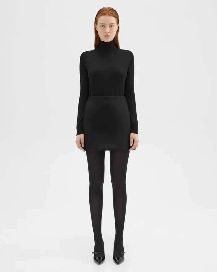 Skirts Women Theory HighWaist Mini Skirt In DoubleFace WoolCashmere Black