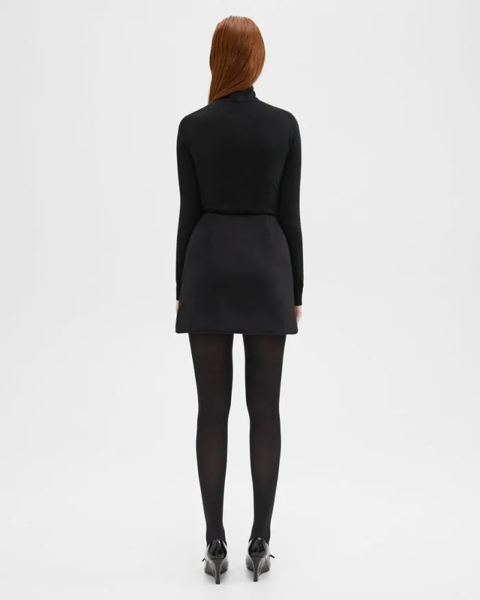 Skirts Women Theory HighWaist Mini Skirt In DoubleFace WoolCashmere Black