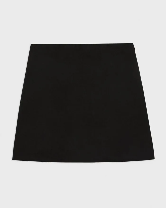 Skirts Women Theory HighWaist Mini Skirt In DoubleFace WoolCashmere Black