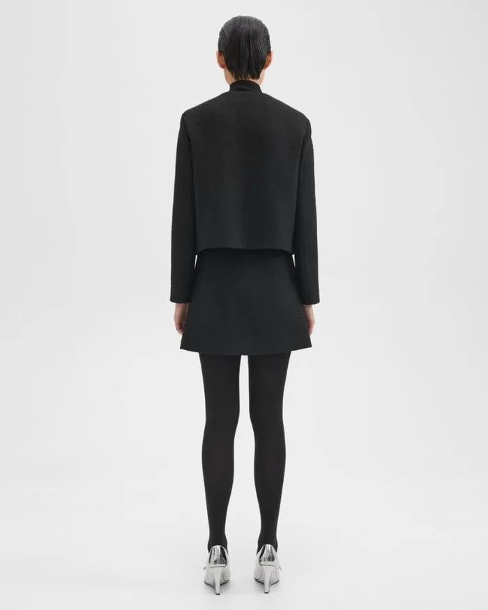 Skirts Women Theory HighWaist Mini Skirt In WoolBlend Tweed Black Skirts Women Theory HighWaist Mini Skirt In WoolBlend Tweed Black