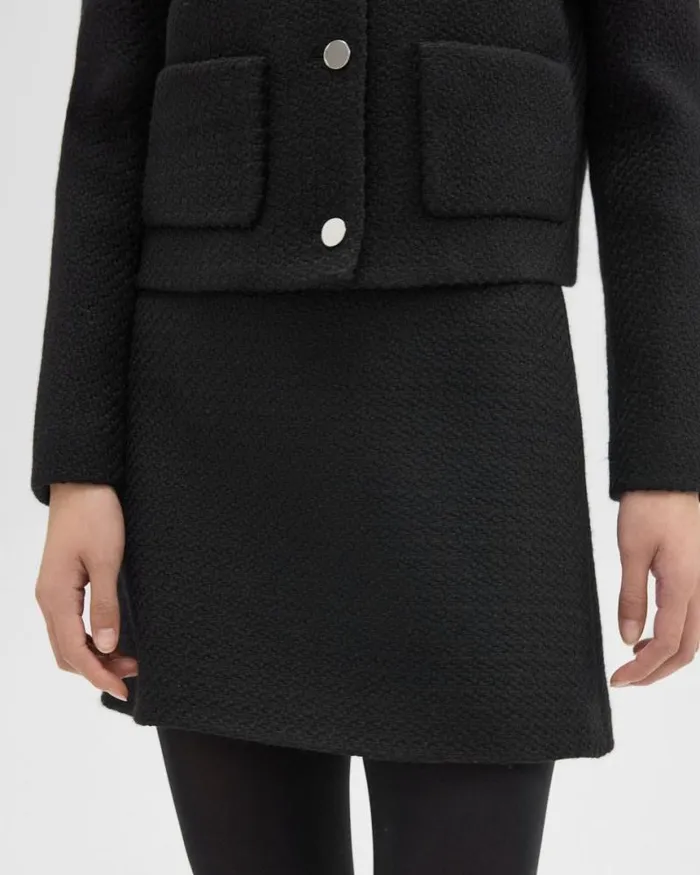 Skirts Women Theory HighWaist Mini Skirt In WoolBlend Tweed Black Skirts Women Theory HighWaist Mini Skirt In WoolBlend Tweed Black