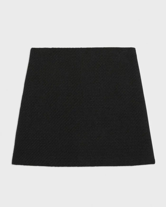 Skirts Women Theory HighWaist Mini Skirt In WoolBlend Tweed Black Skirts Women Theory HighWaist Mini Skirt In WoolBlend Tweed Black