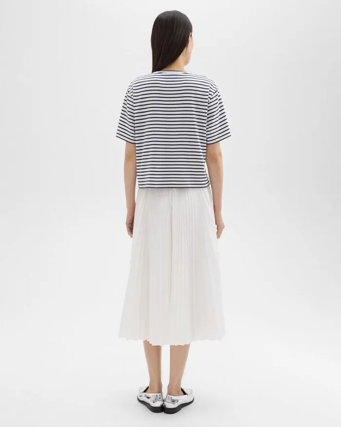 Skirts Women Theory Pleated Midi Skirt In Sleek Poplin White Skirts Women Theory Pleated Midi Skirt In Sleek Poplin White