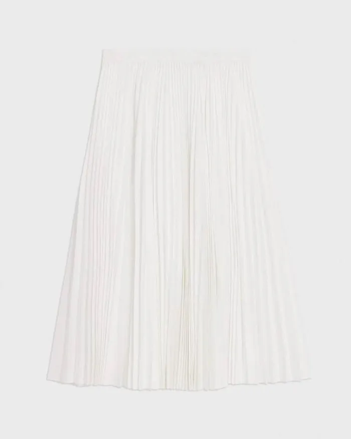 Skirts Women Theory Pleated Midi Skirt In Sleek Poplin White Skirts Women Theory Pleated Midi Skirt In Sleek Poplin White