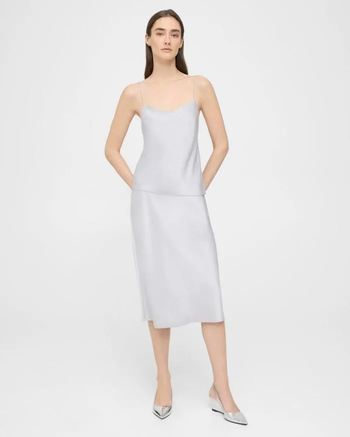 Skirts Women Theory Slip Skirt In Satin Silver
