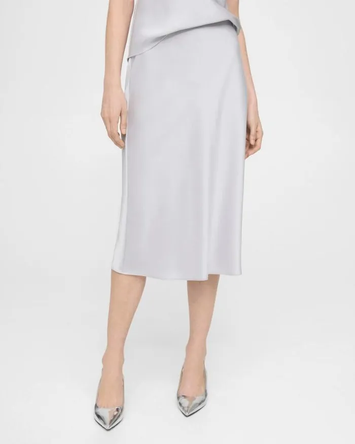 Skirts Women Theory Slip Skirt In Satin Silver Skirts Women Theory Slip Skirt In Satin Silver