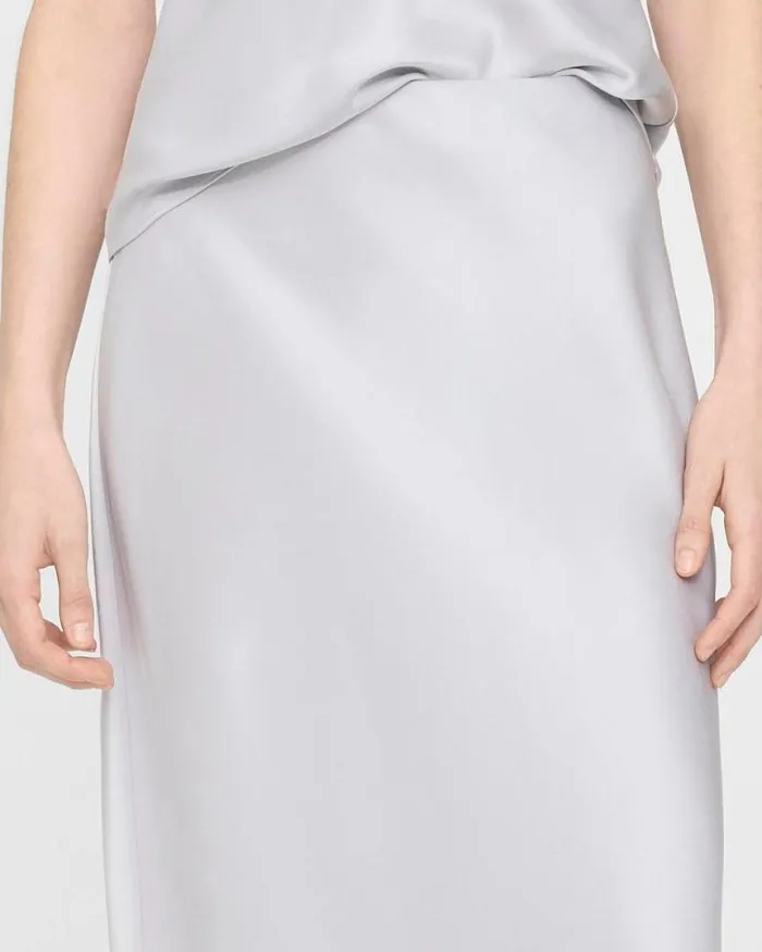 Skirts Women Theory Slip Skirt In Satin Silver Skirts Women Theory Slip Skirt In Satin Silver