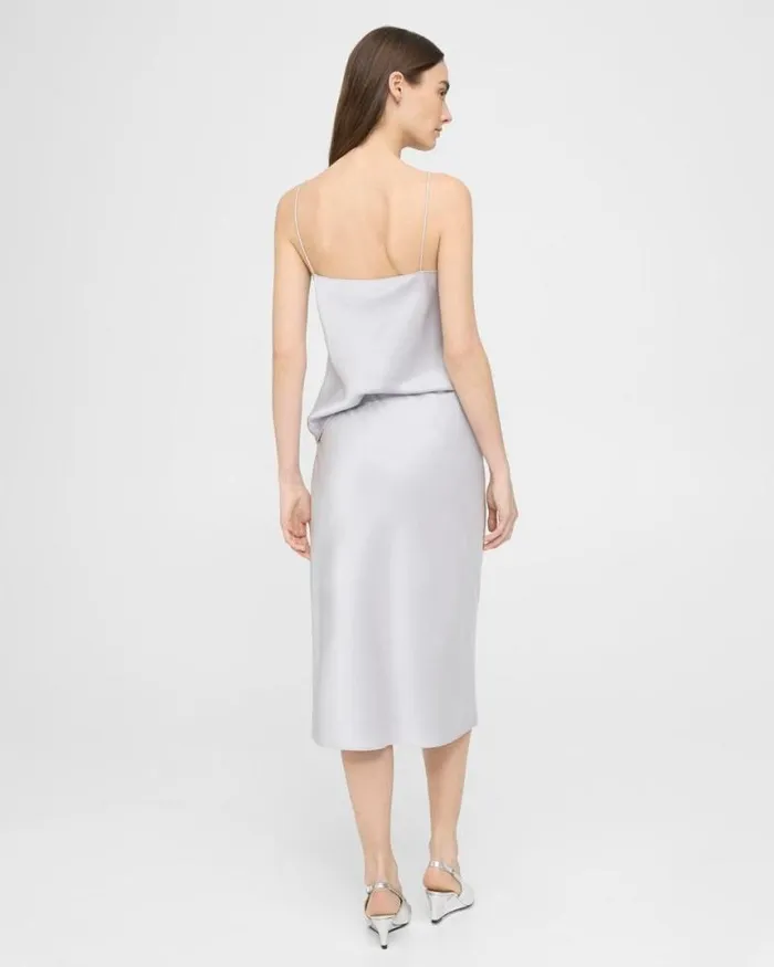 Skirts Women Theory Slip Skirt In Satin Silver Skirts Women Theory Slip Skirt In Satin Silver