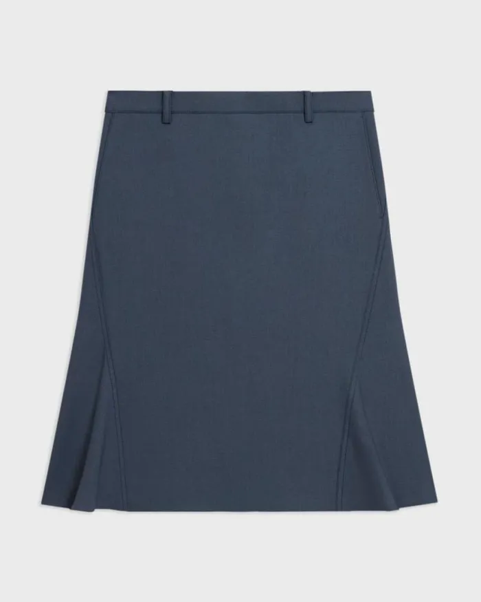 Skirts Women Theory Wool Gabardine Trumpet Skirt Bluestone