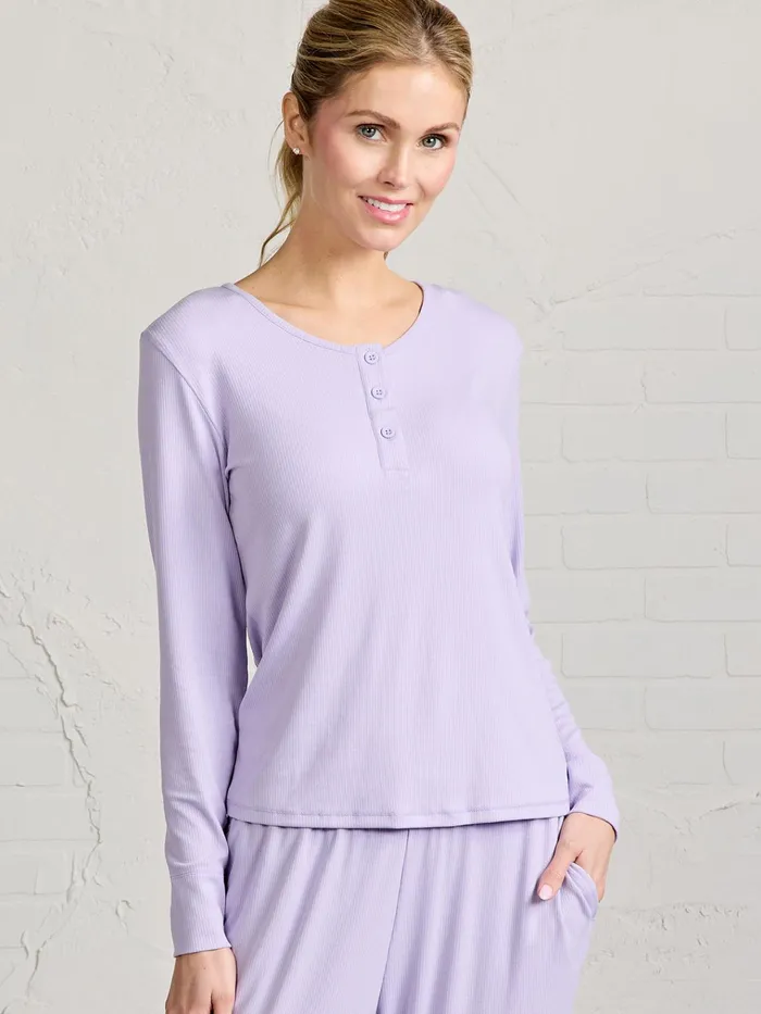 Sleepwear Women Tasc Performance Microluxe Rib Sleep Long Sleeve Henley