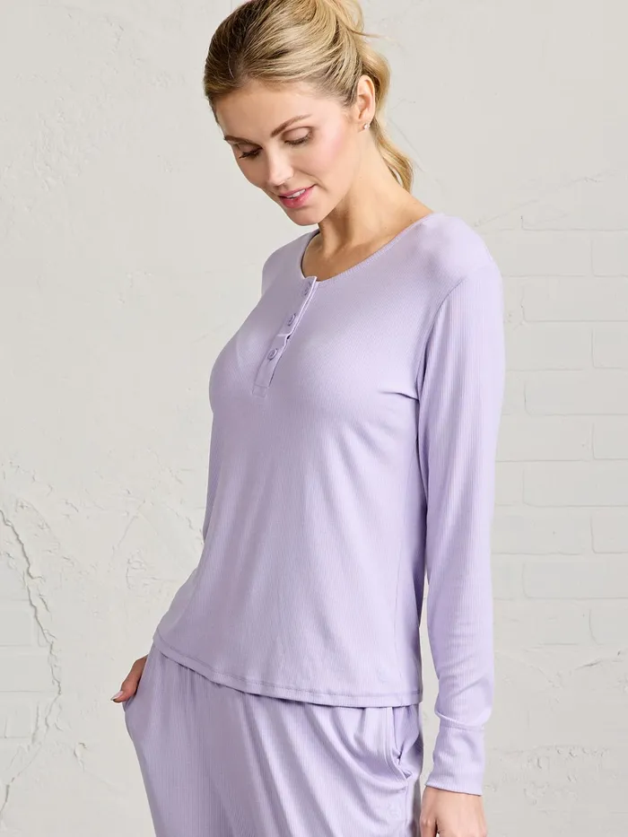 Sleepwear Women Tasc Performance Microluxe Rib Sleep Long Sleeve Henley