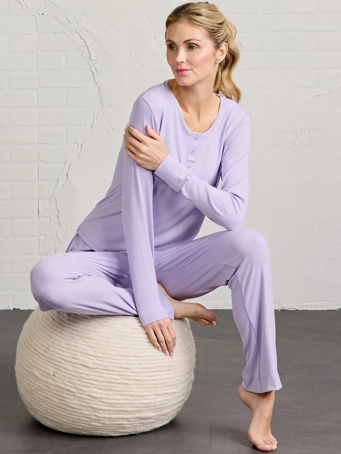 Sleepwear Women Tasc Performance Microluxe Rib Sleep Long Sleeve Henley