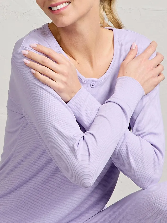 Sleepwear Women Tasc Performance Microluxe Rib Sleep Long Sleeve Henley