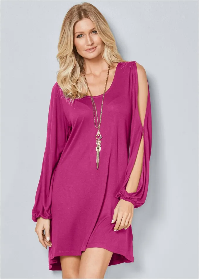 SLEEVE DETAIL DRESS Fuchsia Women VENUS Sundresses