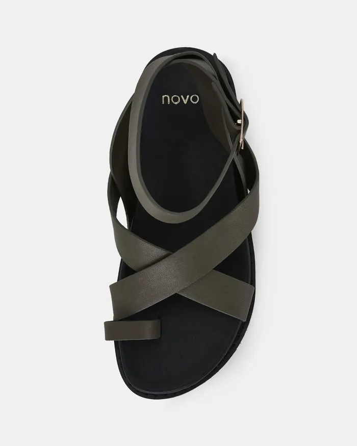 Slides NOVO Shoes Women TILLIE KHAKI Flat Sandals