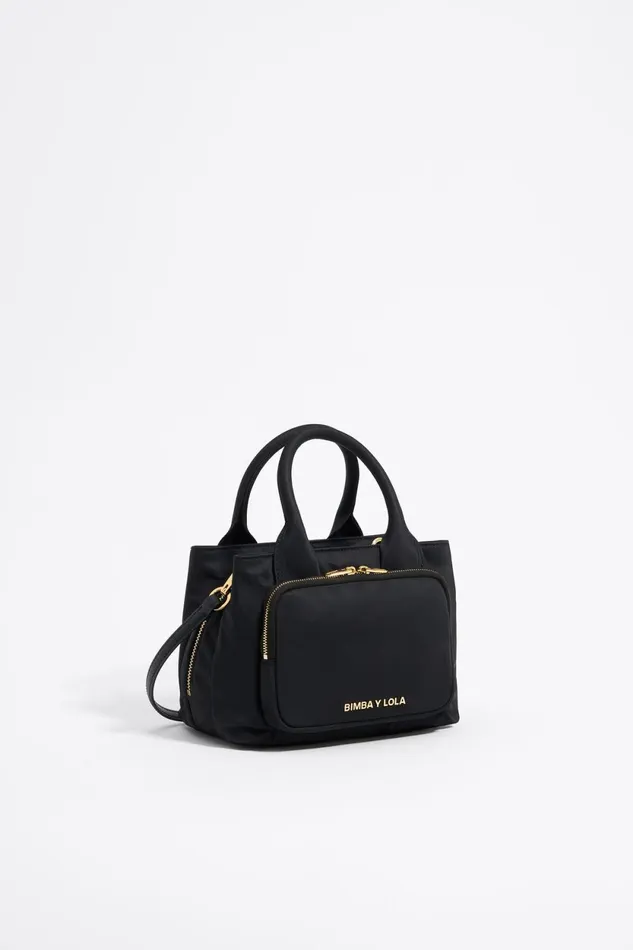 Small Black Nylon Pocket Handbag Black Women Bimba Y Lola Crossbody Bags