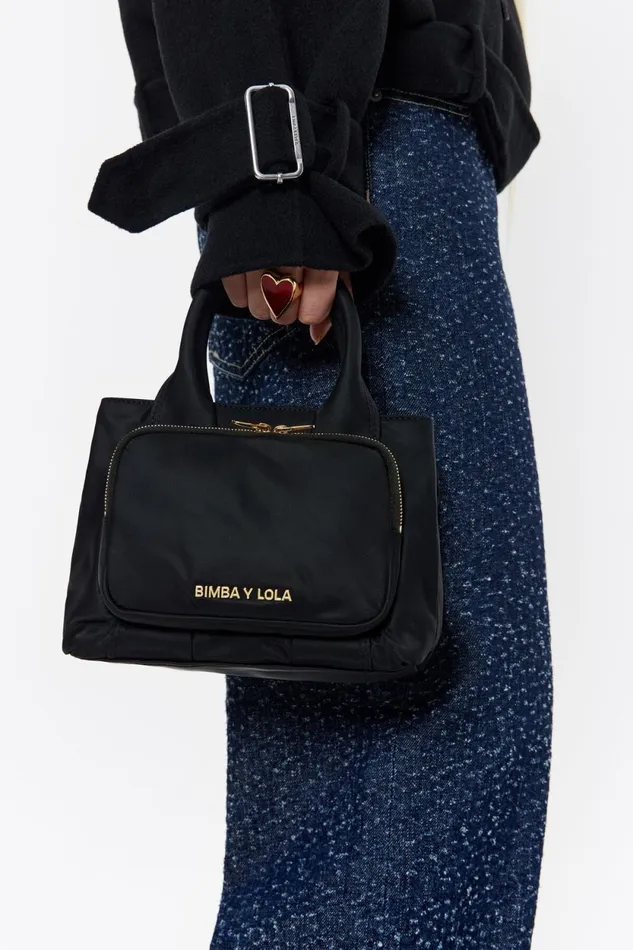 Small Black Nylon Pocket Handbag Black Women Bimba Y Lola Crossbody Bags Small Black Nylon Pocket Handbag Black Women Bimba Y Lola Crossbody Bags