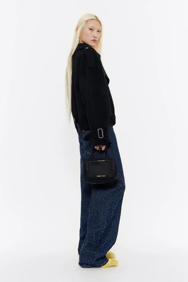 Small Black Nylon Pocket Handbag Black Women Bimba Y Lola Crossbody Bags Small Black Nylon Pocket Handbag Black Women Bimba Y Lola Crossbody Bags