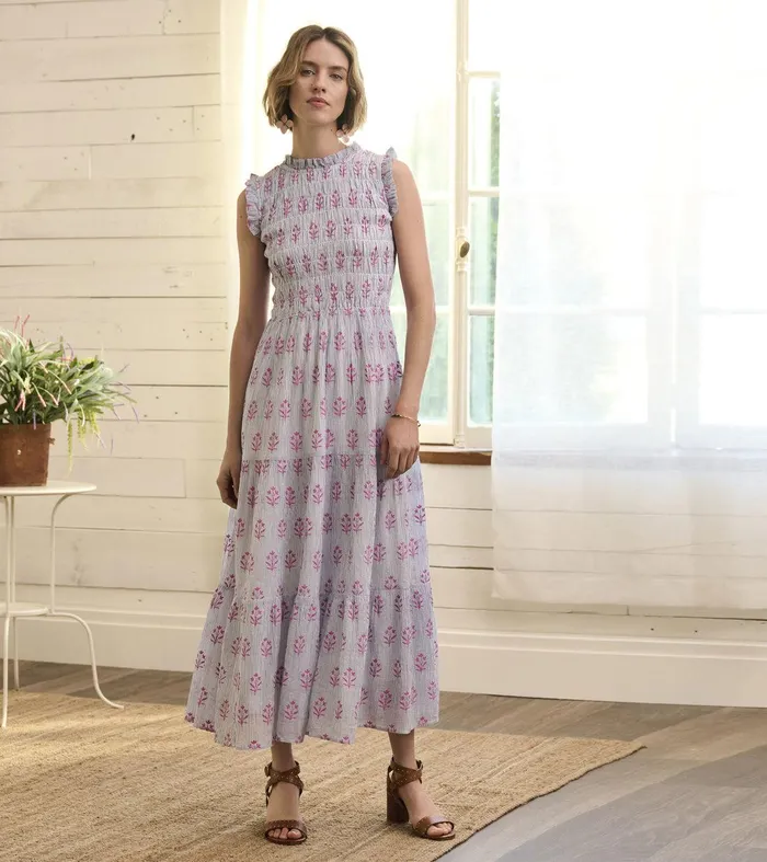 Smocked Maxi Dress 8211 Wildflower Seersucker Hatley