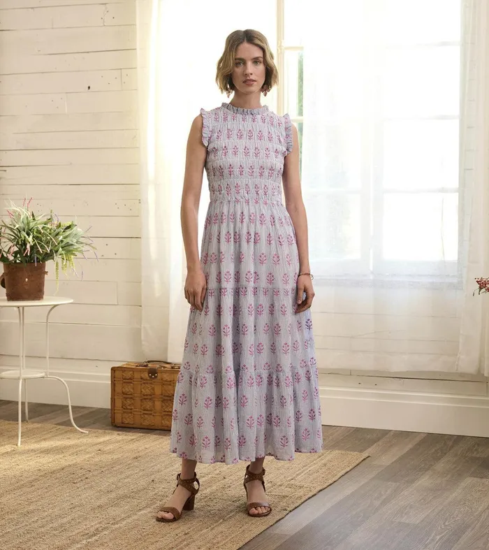 Smocked Maxi Dress 8211 Wildflower Seersucker Hatley