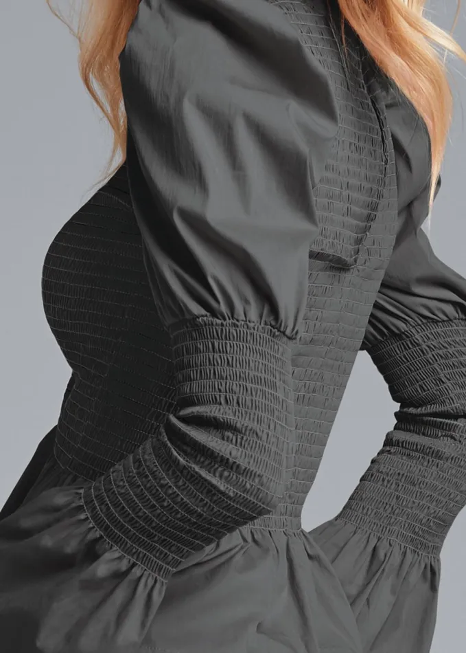 SMOCKED PEPLUM BLOUSE Dark Grey Women VENUS Blouses