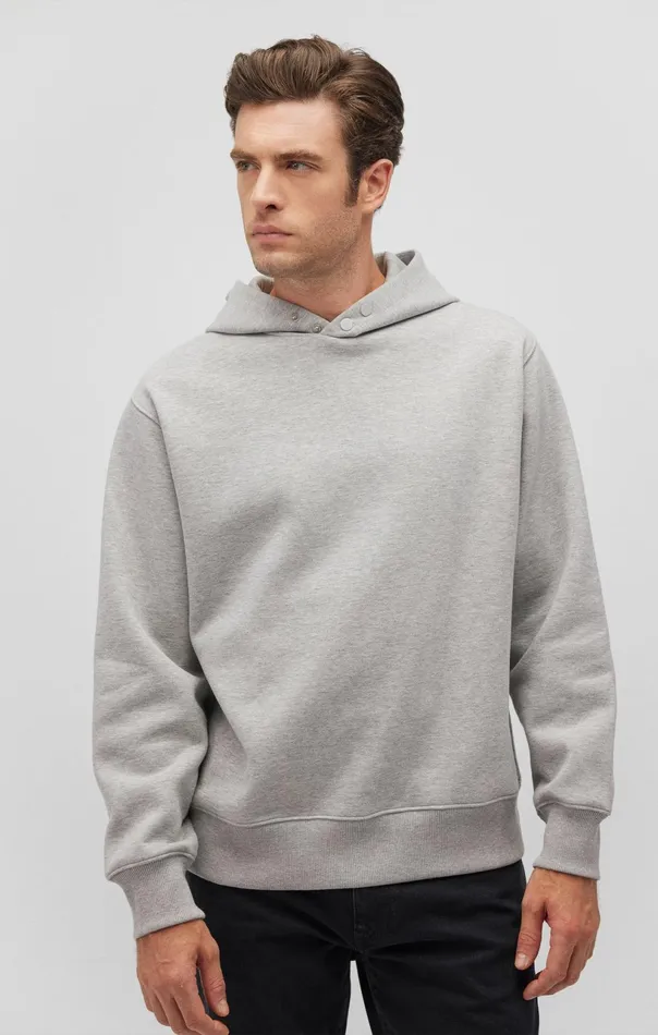 SnapButton Hoodie In Light Grey Melange Men Mavi Jeans Loungewear