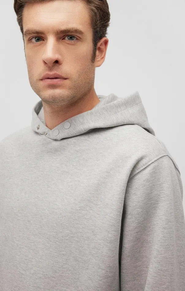 SnapButton Hoodie In Light Grey Melange Men Mavi Jeans Loungewear SnapButton Hoodie In Light Grey Melange Men Mavi Jeans Loungewear