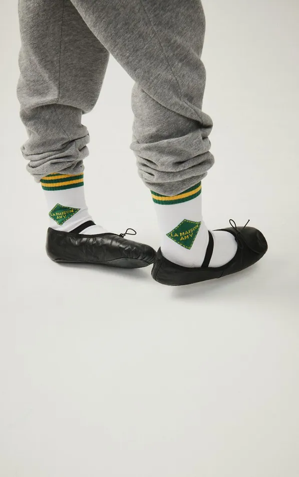Socks Clypsun Green And Yellow Striped Kids American Vintage