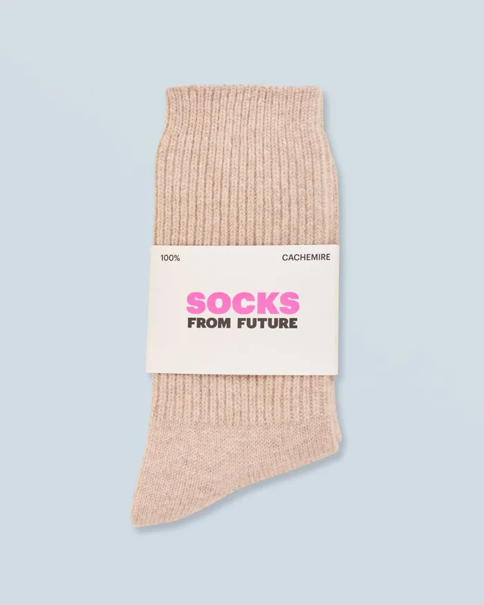 Socks From Future Ribbed MidHigh Socks Heather Beige