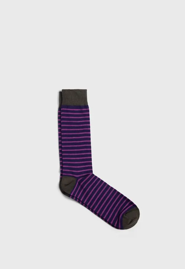Socks Mens Paulstuart Cotton Stiped Sock NavyGreen