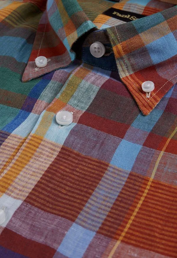 Sport Shirts Mens Linen Plaid Sport Shirt Multi Paulstuart Sport Shirts Mens Linen Plaid Sport Shirt Multi Paulstuart