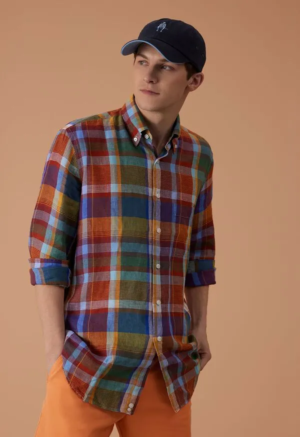 Sport Shirts Mens Linen Plaid Sport Shirt Multi Paulstuart Sport Shirts Mens Linen Plaid Sport Shirt Multi Paulstuart