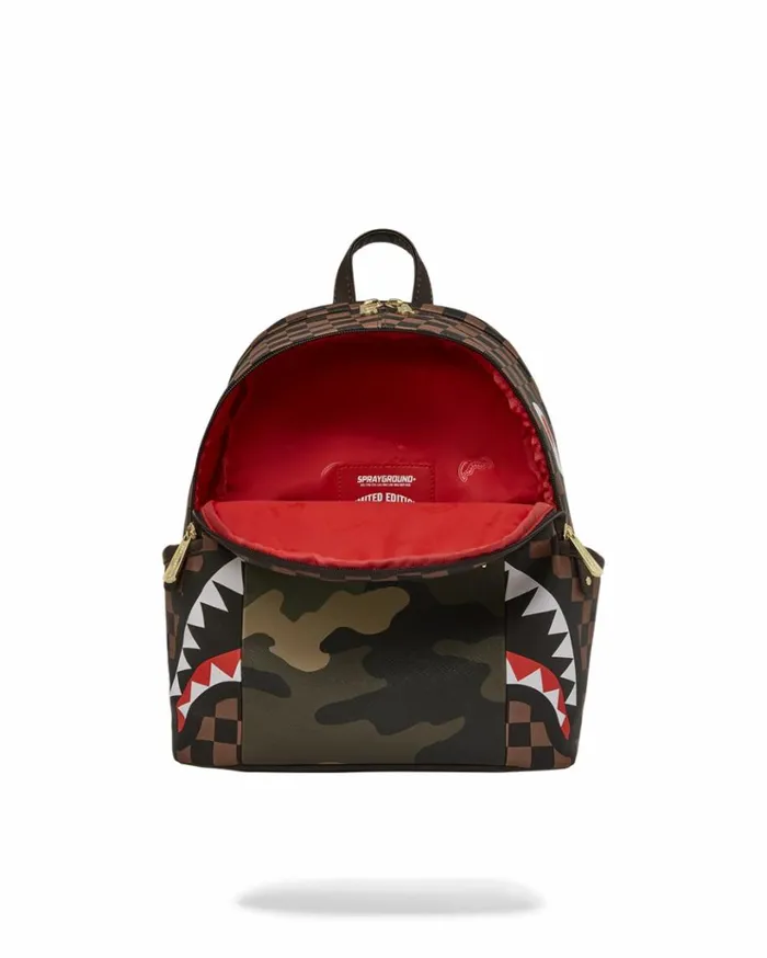 SPRAYGROUND EXTERIOR GOLD ZIP POCKET SHARKS IN PARIS SAVAGE BACKPACK Bags