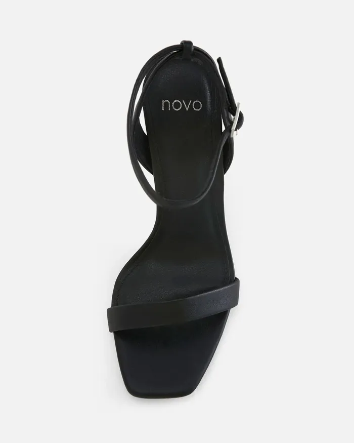 Stilettos NOVO Shoes Women METROPOLITAN BLACK Open Toe Heels