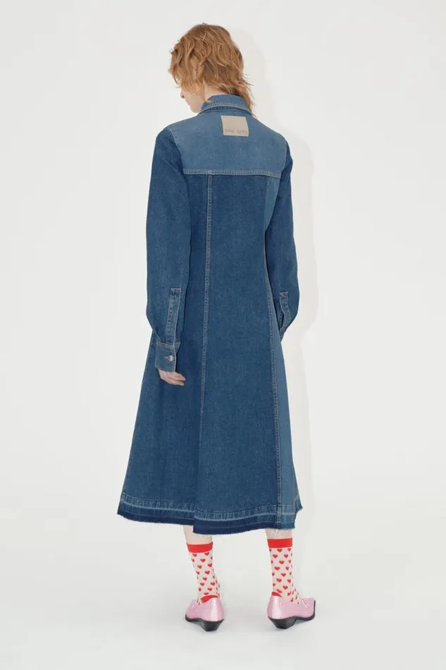 Stine Goya Dresses Long Sleeve Denim Dress 8211 Two Tone Denim 8211 Women