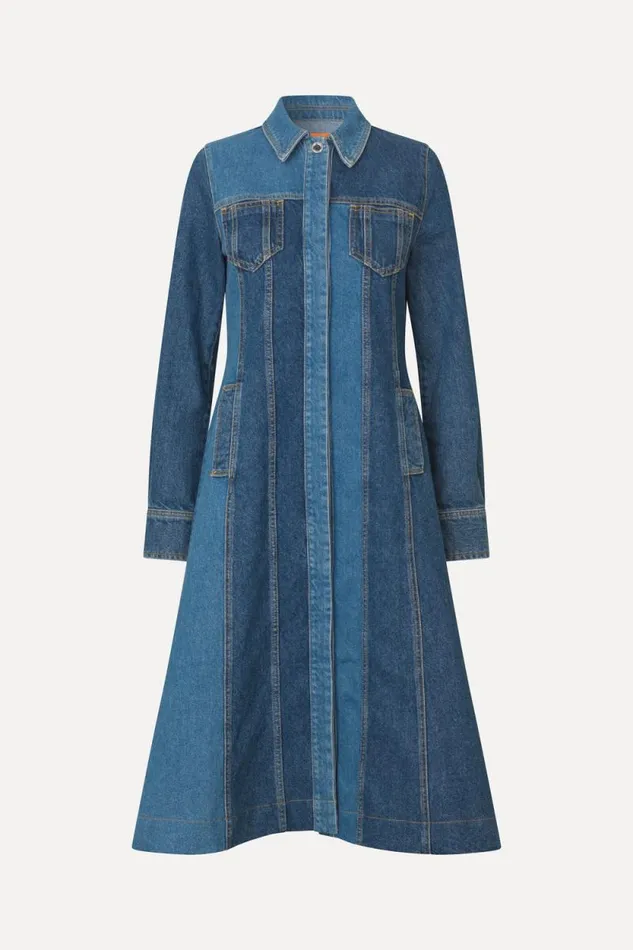 Stine Goya Dresses Long Sleeve Denim Dress 8211 Two Tone Denim 8211 Women