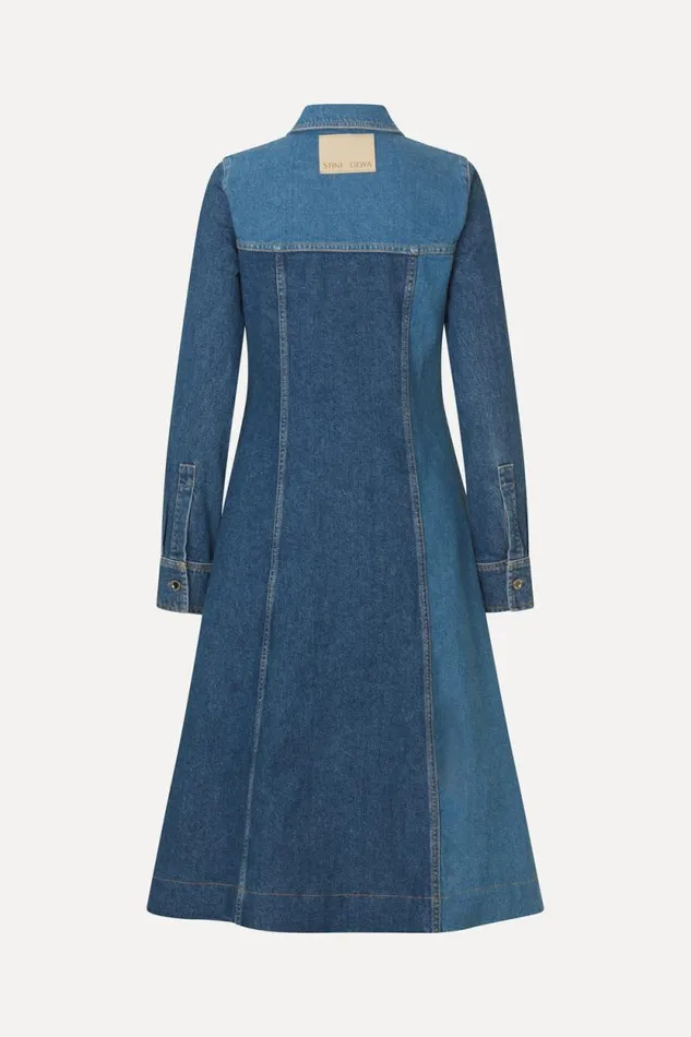 Stine Goya Dresses Long Sleeve Denim Dress 8211 Two Tone Denim 8211 Women