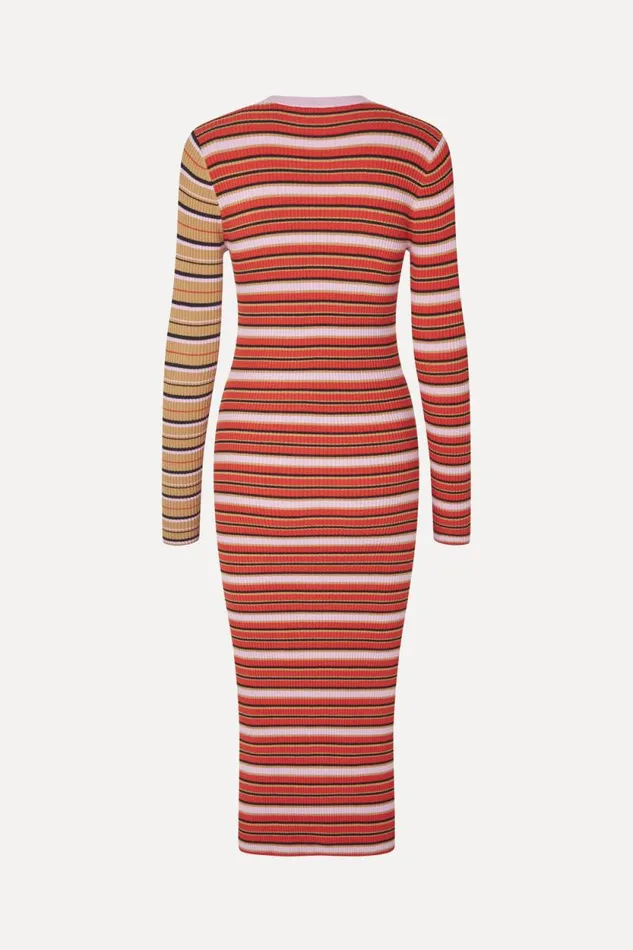 Stine Goya Dresses Long Sleeve Knit Dress WSlit 8211 Cream Stripes Pink Stripes 8211 Women