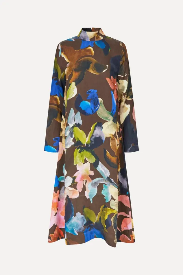 Stine Goya Dresses Long Sleeve Midi Dress 8211 Aquarelle Garden 8211 Women