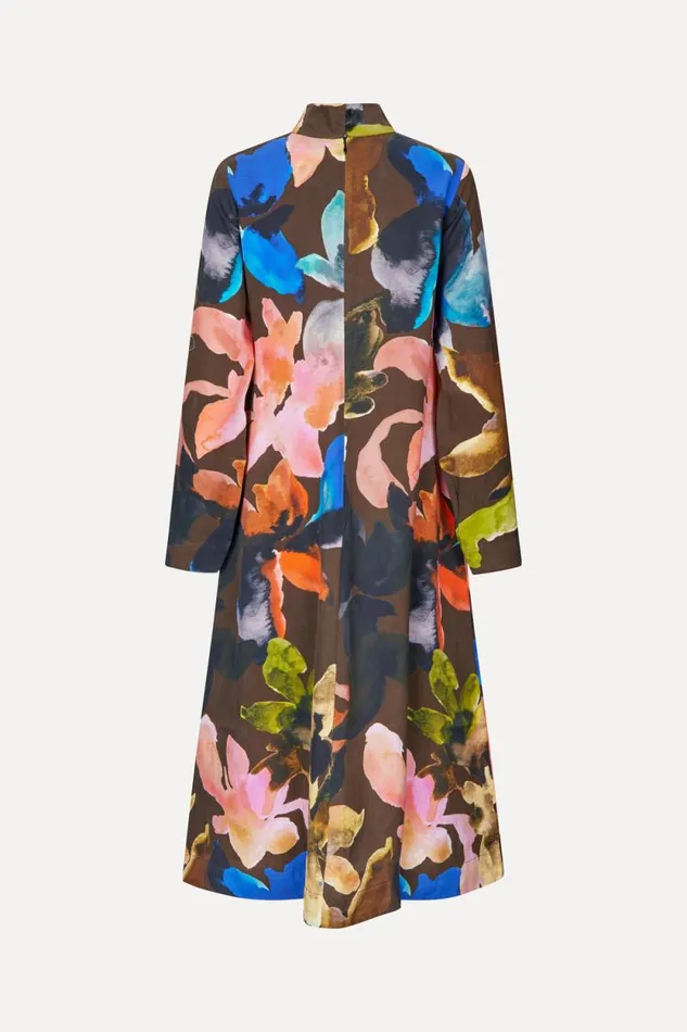 Stine Goya Dresses Long Sleeve Midi Dress 8211 Aquarelle Garden 8211 Women