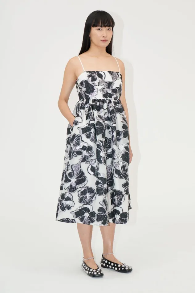 Stine Goya Dresses Voluminous Gathered Midi Dress 8211 Anemone Jacquard 8211 Women Stine Goya Dresses Voluminous Gathered Midi Dress 8211 Anemone Jacquard 8211 Women