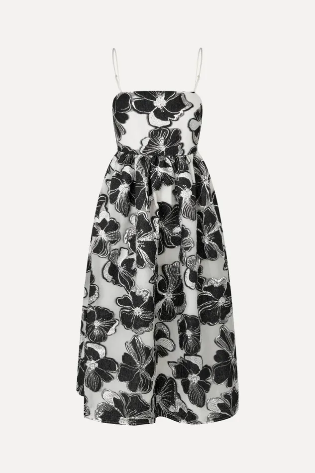 Stine Goya Dresses Voluminous Gathered Midi Dress 8211 Anemone Jacquard 8211 Women